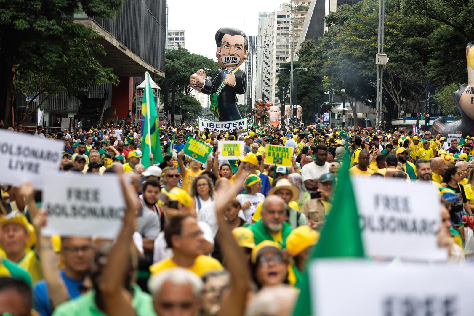 Ato do "Acorda, Brasil" na Avenida Paulista, neste domingo. (Foto: Isaac Fontana / EFE)